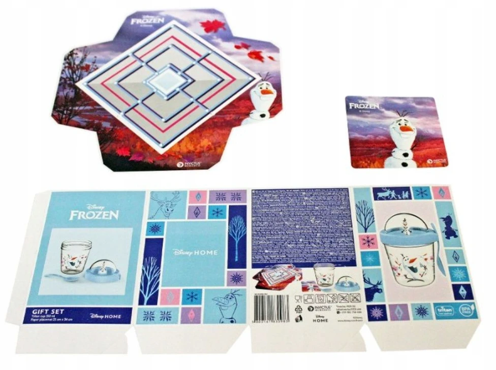 Disney Frozen Olaf puodelis su figūrėlėmis ir šaukštu dovanų rinkinys 350ml
