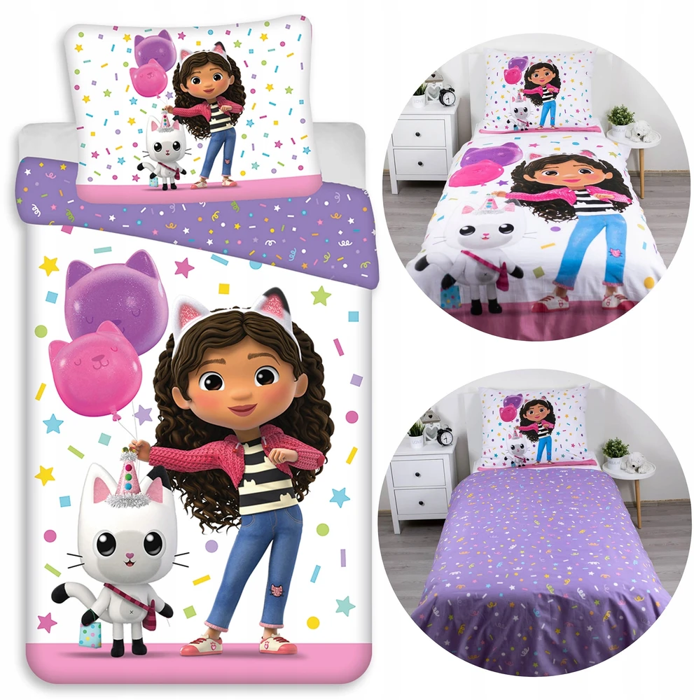 Disney Gabi's Cat House DVIPUŠĖ patalynė su užtrauktuku, PATALĖS RINKINYS 140x200 cm