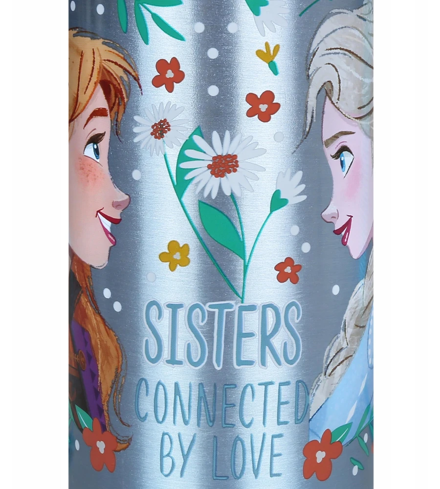 Disney Ledynmetis Anna Elsa Aliuminio TERMINIS BUTELIS, su kandikliu, VANDENS BIDONAS su dirželiu per petį, mergaitėms 600ml