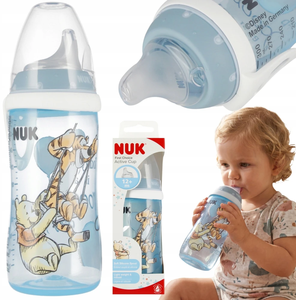 DISNEY Mikė Pūkuotukas SAFE NUK maitinimo buteliukas nuo diegliukų 300 ml