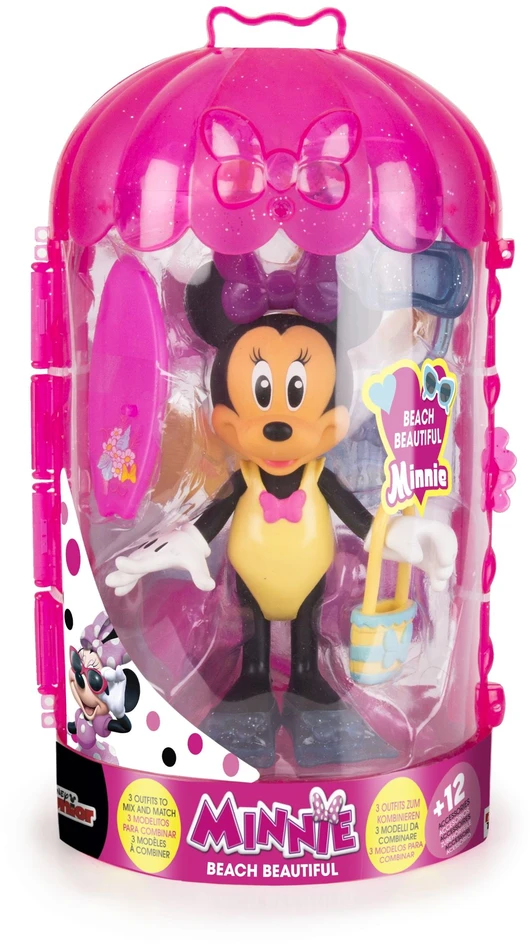 DISNEY MINNIE MOUSE MINI BEACH DOLL SPINTOS AKC APRANGA. 13 ELEMENTŲ RINKINYS