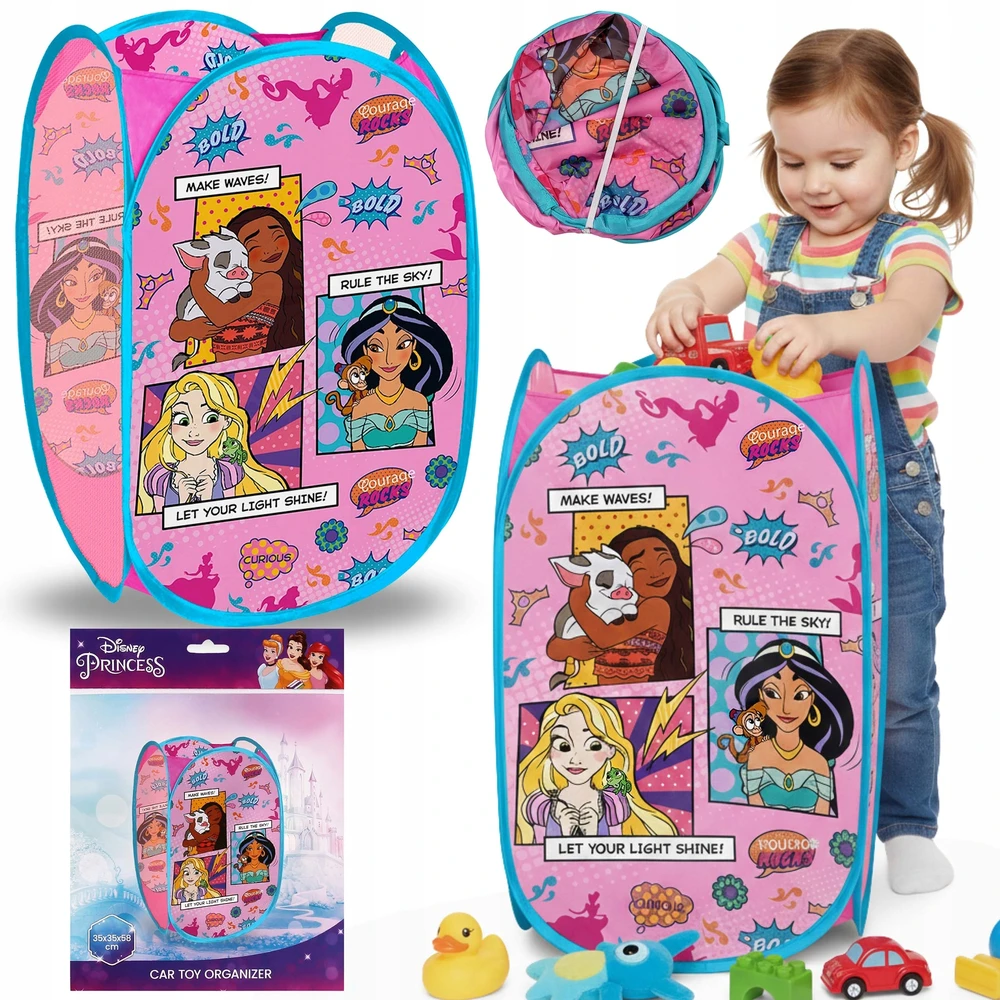 DISNEY PRINCESS sulankstomas kosz na zabawki, Organizer do pokoju POJEMNY 70L
