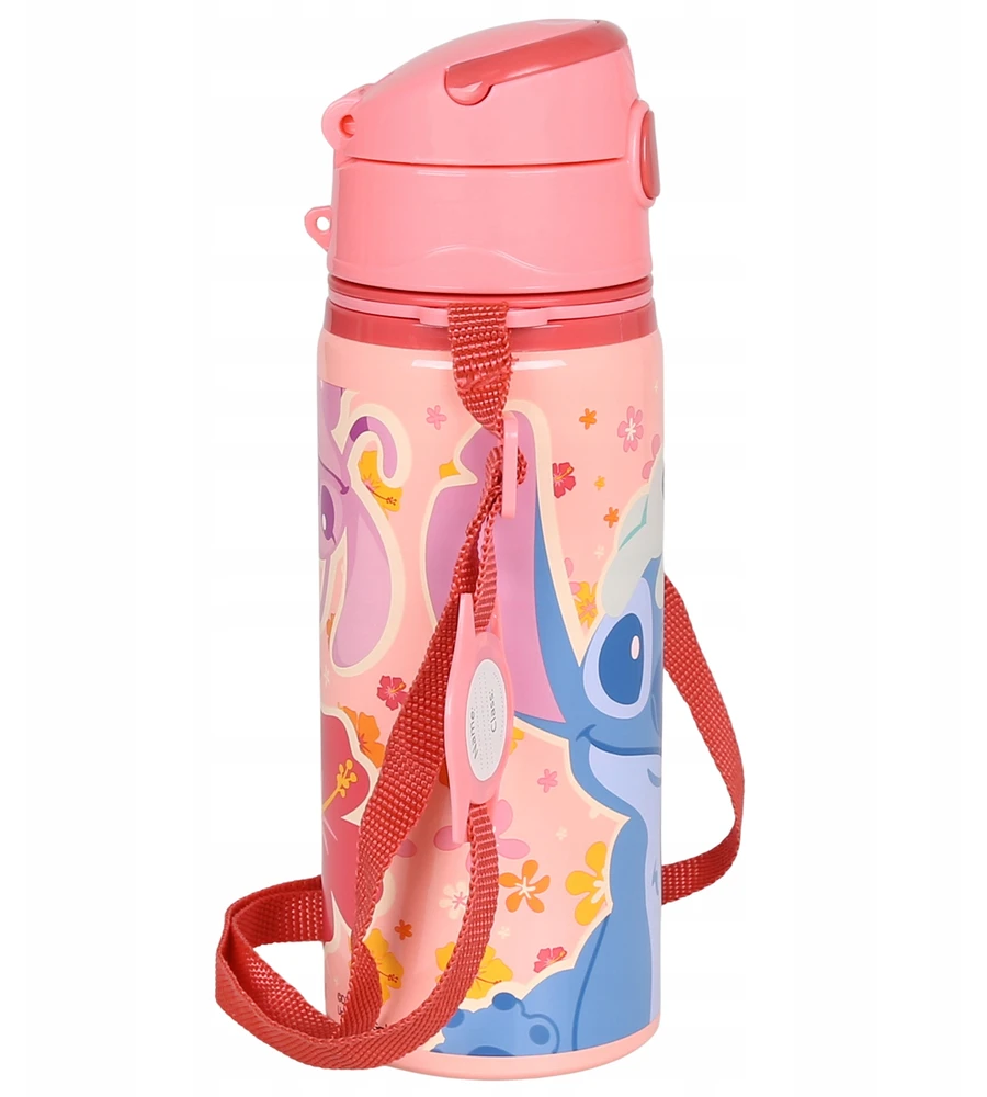 DISNEY Stitch aliuminio TERMINALINIS BUTELIS, gertuvė, VANDENS BUTELIS su dirželiu per petį, mergaitėms 600 ml