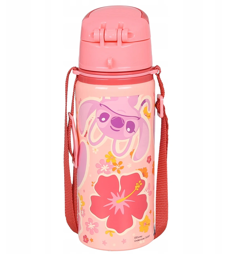 DISNEY Stitch aliuminio TERMINALINIS BUTELIS, gertuvė, VANDENS BUTELIS su dirželiu per petį, mergaitėms 600 ml