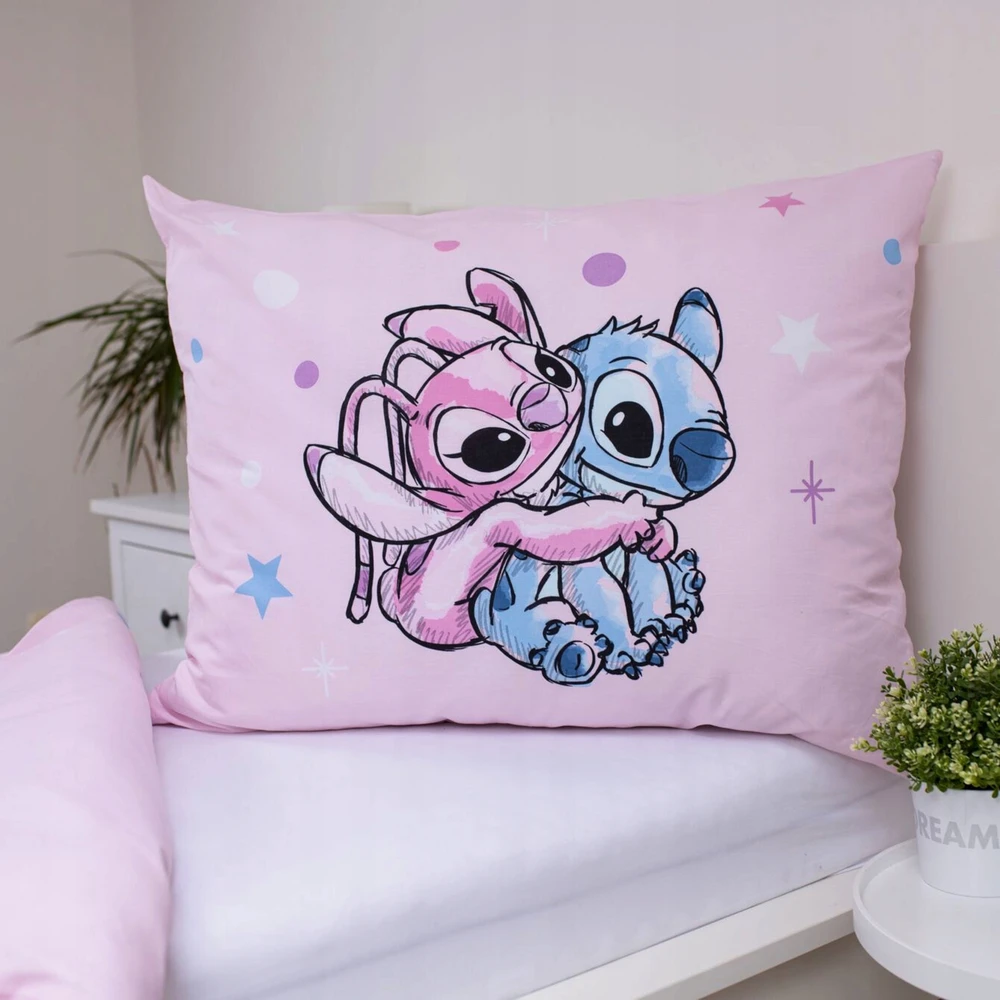 Patalynės komplektas DISNEY Stitch DWUSTRONNA, bawełniana pościel na zamek 140x200 cm