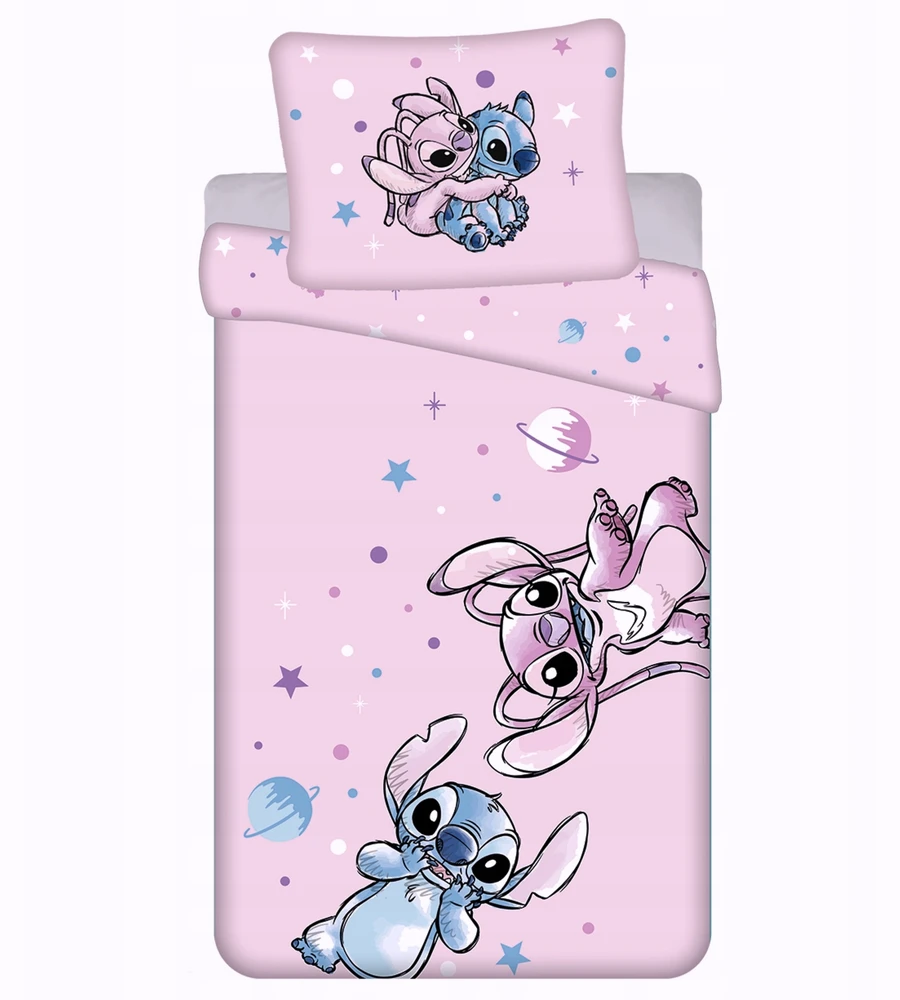 Patalynės komplektas DISNEY Stitch DWUSTRONNA, bawełniana pościel na zamek 140x200 cm