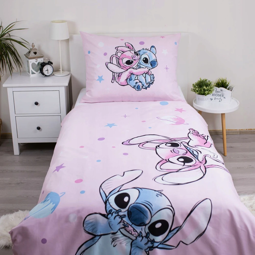 Patalynės komplektas DISNEY Stitch DWUSTRONNA, bawełniana pościel na zamek 140x200 cm