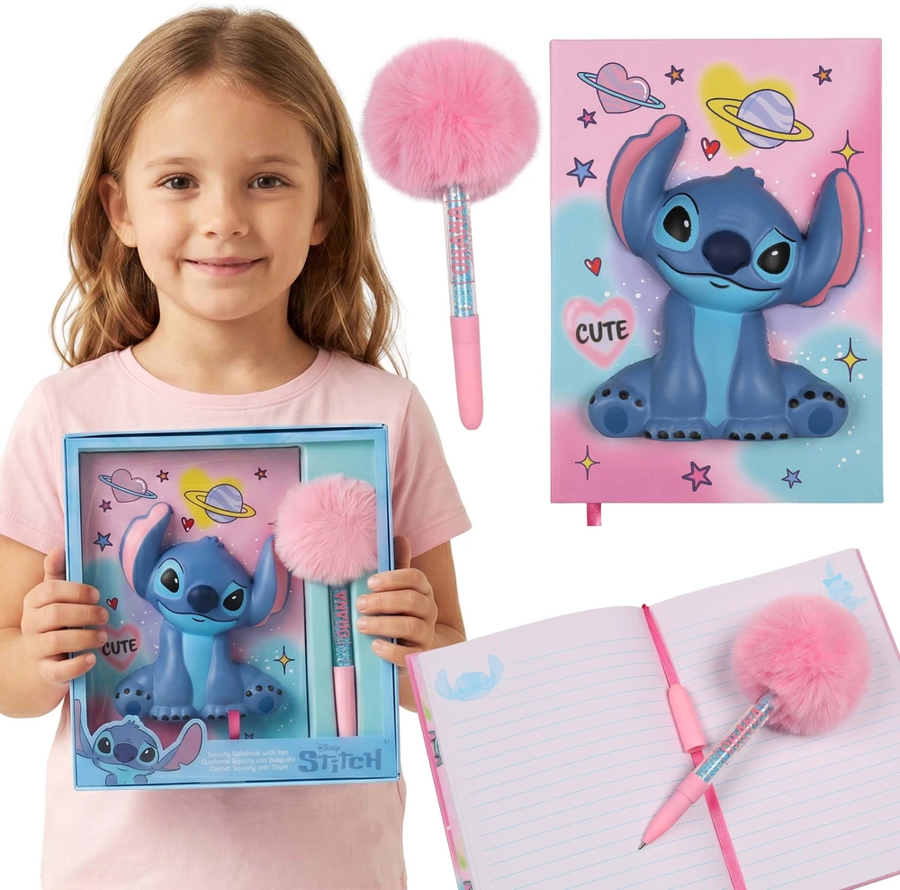 DISNEY Stitch Rinkinys piśmienniczy, NOTES antystresowy +DŁUGOPIS su pomponem