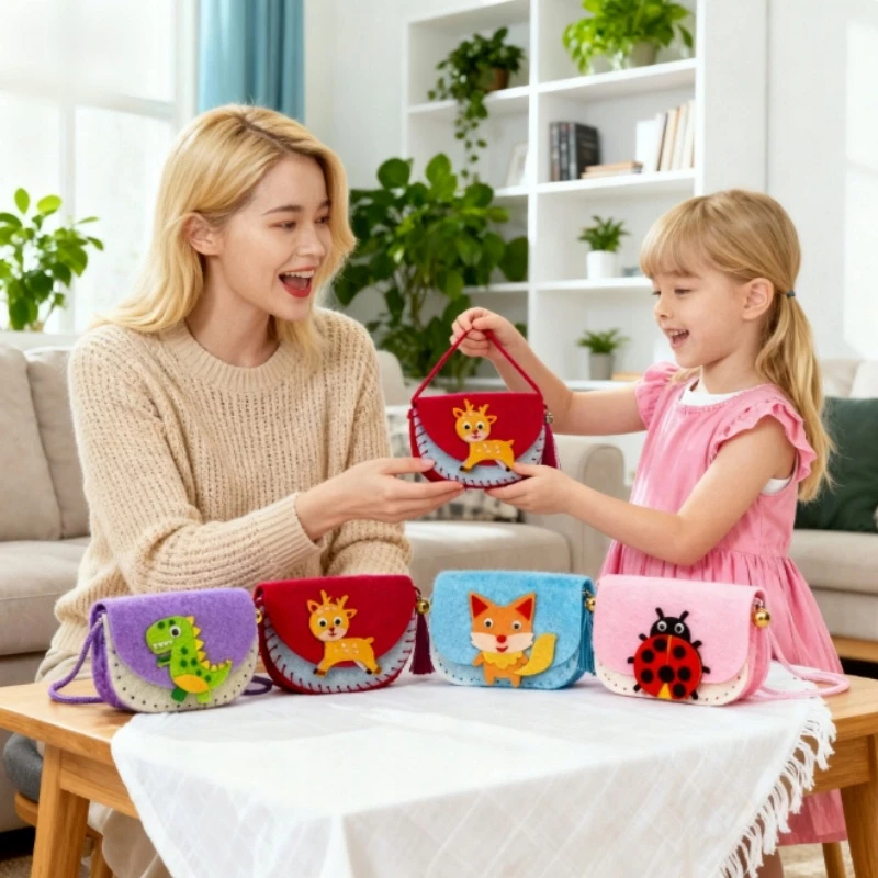 DIY veltinio pečių krepšio siuvimo rinkinys, 4 vnt. merginoms