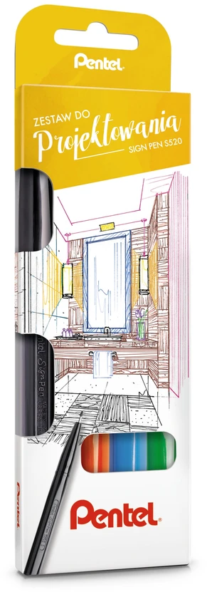 Dizaino rašiklių rinkinys S520-ST4ABCDPL 4 spalvų - PENTEL