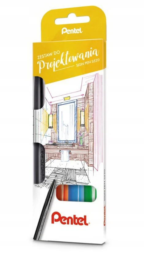 Dizaino rašiklių rinkinys S520-ST4ABCDPL 4 spalvų - PENTEL