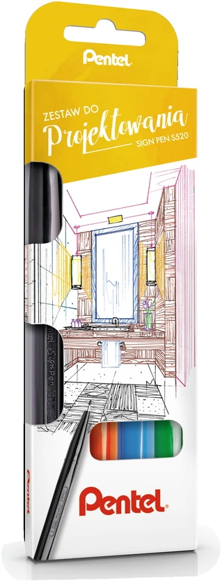 Dizaino rašiklių rinkinys S520-ST4ABCDPL 4 spalvų - PENTEL