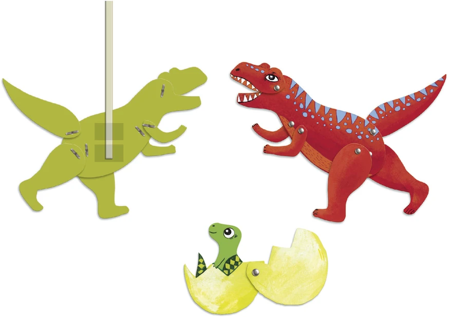 Djeco Kūrybinis rinkinys lėlės-marionetės - Dinozaurai (6 vnt.) ( DJ09680 )