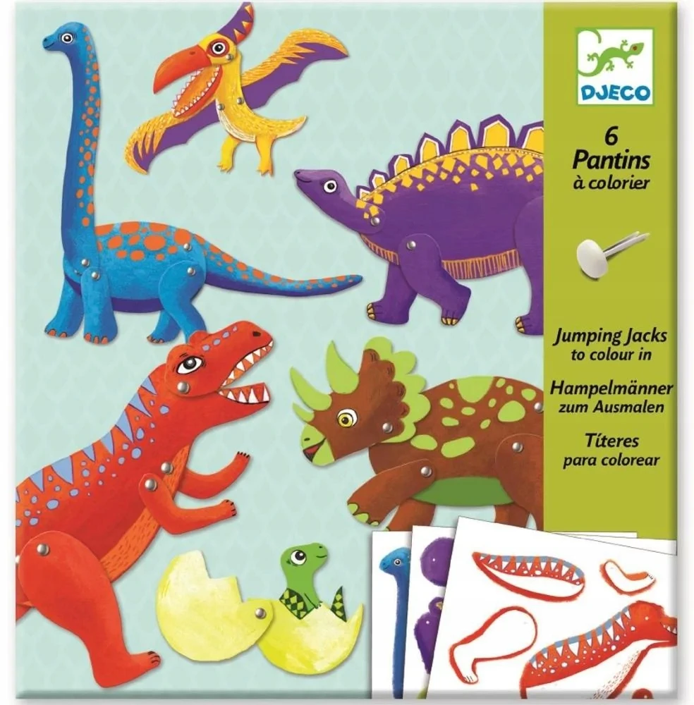 Djeco Kūrybinis rinkinys lėlės-marionetės - Dinozaurai (6 vnt.) ( DJ09680 )