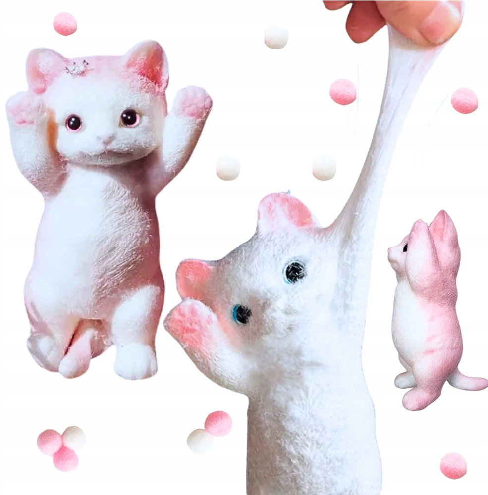 DK Antistresinis Gniotek SQUISHY KITTEN Žaislas, baltas ir rožinis