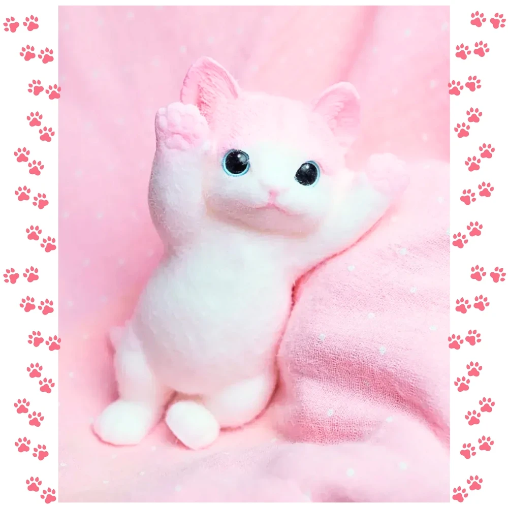 DK Antistresinis Gniotek SQUISHY KITTEN Žaislas, baltas ir rožinis