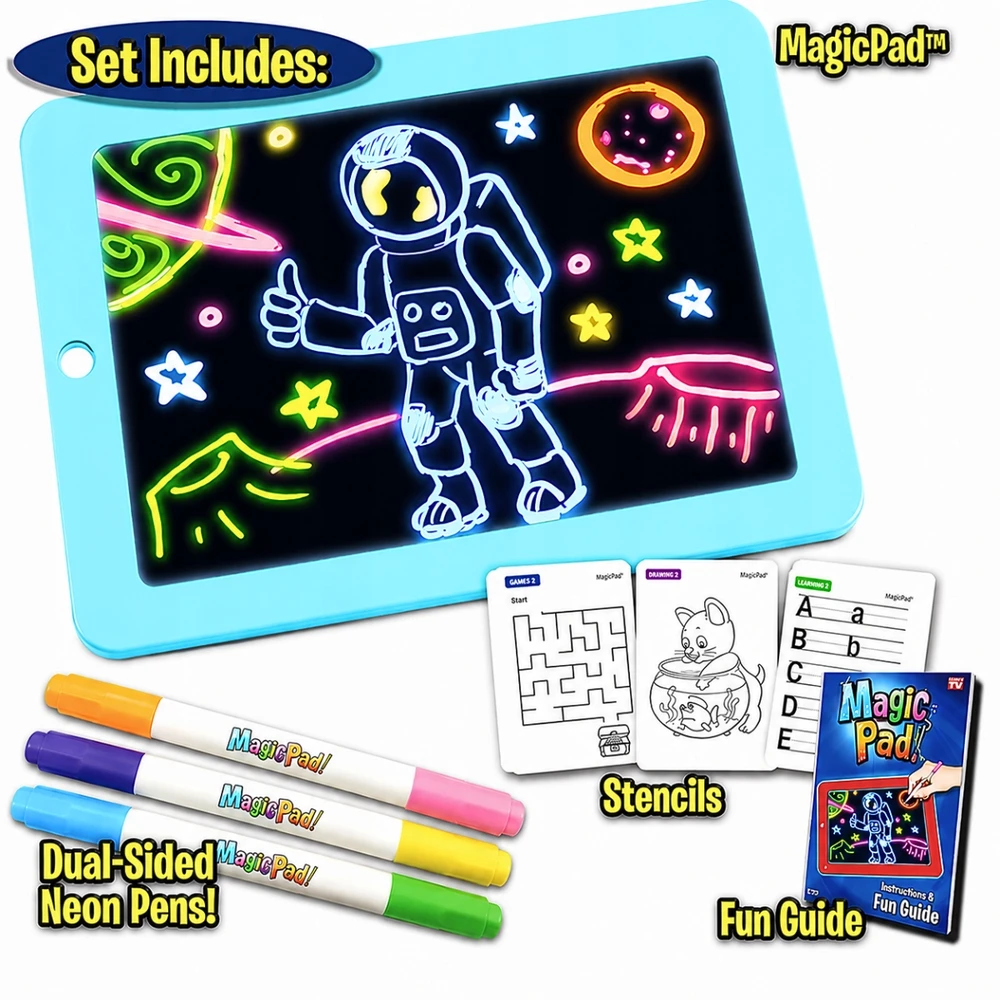 DK MAGIC Planšetė SCRIPTURE Šviesos efektai NEONINIAI RAŠIKLIAI Magic Pad LED Mėlyna