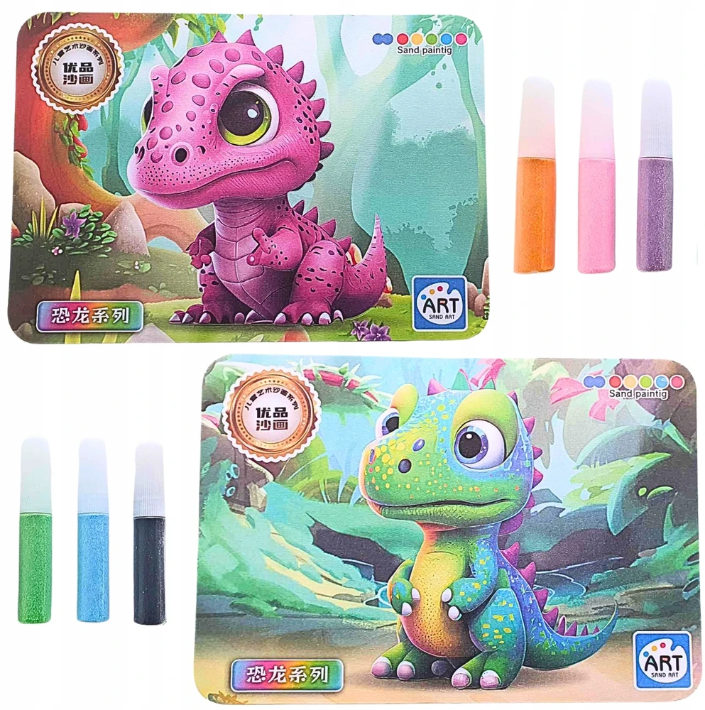 DK Meninis rinkinys DAŽYMAS SU GLITTER SAND 3D efektų dinozauru
