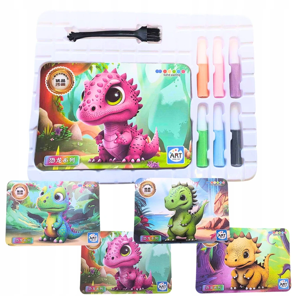 DK Meninis rinkinys DAŽYMAS SU GLITTER SAND 3D efektų dinozauru