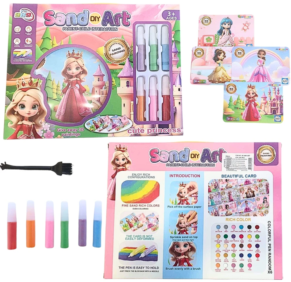 DK Meninis rinkinys DAŽYMAS SU GLITTER SAND 3D princesės efektu