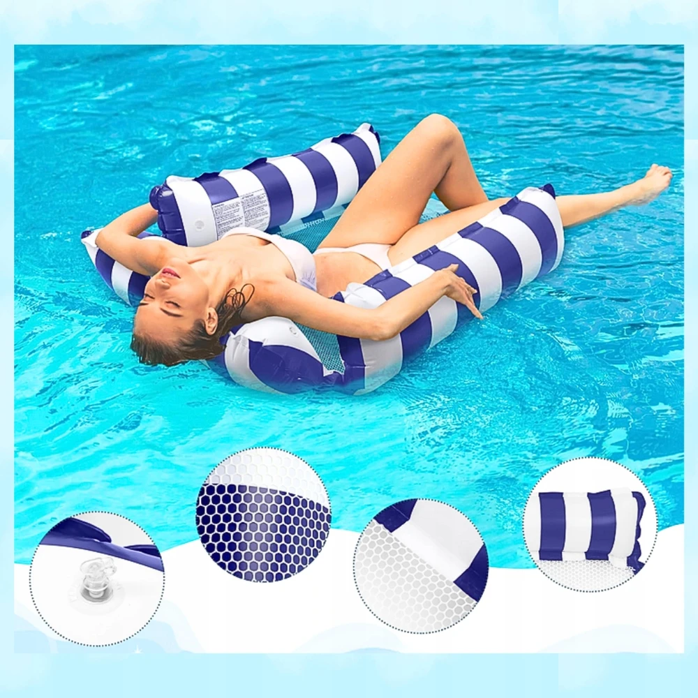 DK PLAUKIMO KĖDĖ HAMMOCK WATER KĖDĖ SU TINKLU Tamsiai mėlyna
