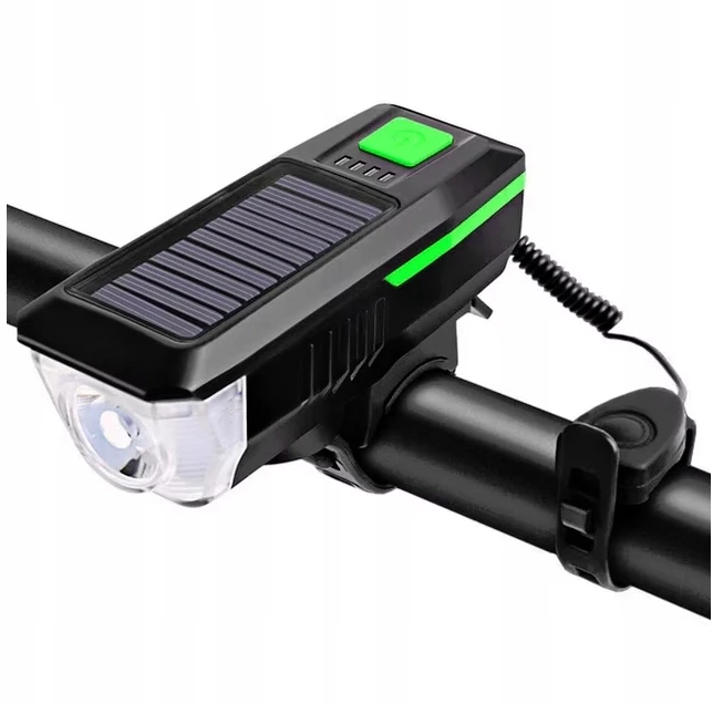 DMR LAMPKA ROWEROWA SOLARNA LED USB KLAKSON DZWONEK