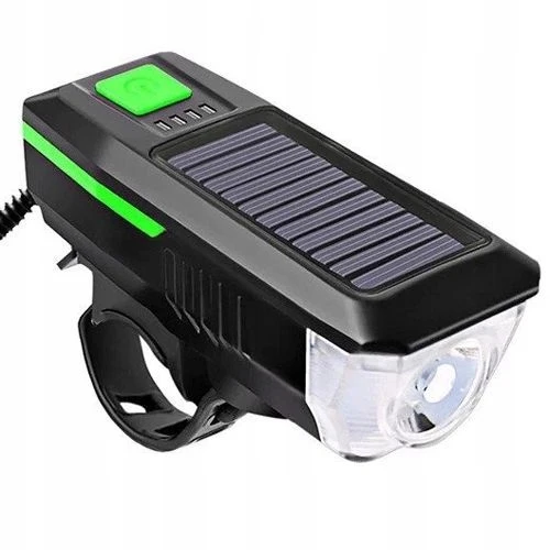 DMR LAMPKA ROWEROWA SOLARNA LED USB KLAKSON DZWONEK