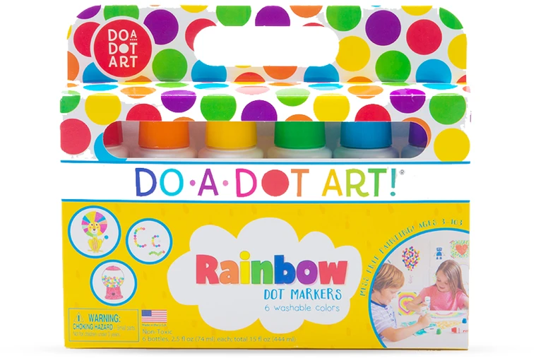 Do-A-Dot Art margaspalviai taškiniai žymekliai, 6 vnt. Vaivorykštės spalvos