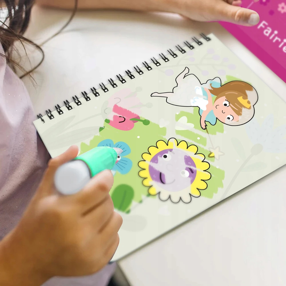 Dodo DAŽYMO KNYGELĖ 4 METŲ MERGAITEI DAŽYMO KNYGELĖ Vandens spalvinimo knygelė su žymekliu