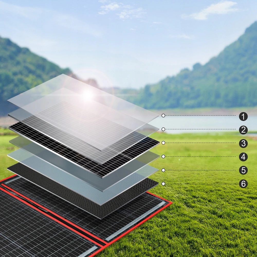 DOKIO fotovoltinis skydelis 110 W sulankstomas nešiojamas 18 V kemperiui, įkraunamas 12 V baterijos