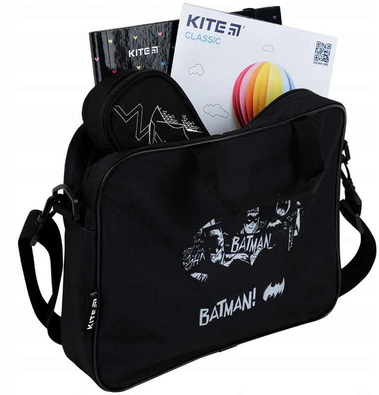 Dokumentų krepšys berniukams su dirželiu ir rankena, A4 formato Batman Kite