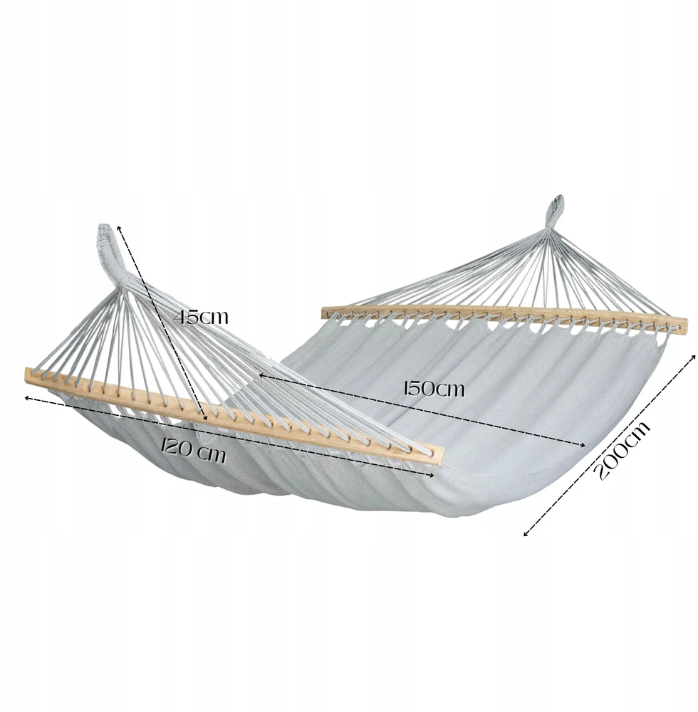 DOMAREX DIDELIS DVIMENYS SODO HAMAKAS STRONG XXL 290x150 CM GALVAS 120 CM + VIRVĖS