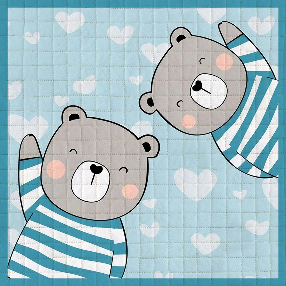 Domarex Kiliminis kilimėlis Bon Bon 120x120 Teddy Bear, mėlynas, dygsniuotas, neslystantis