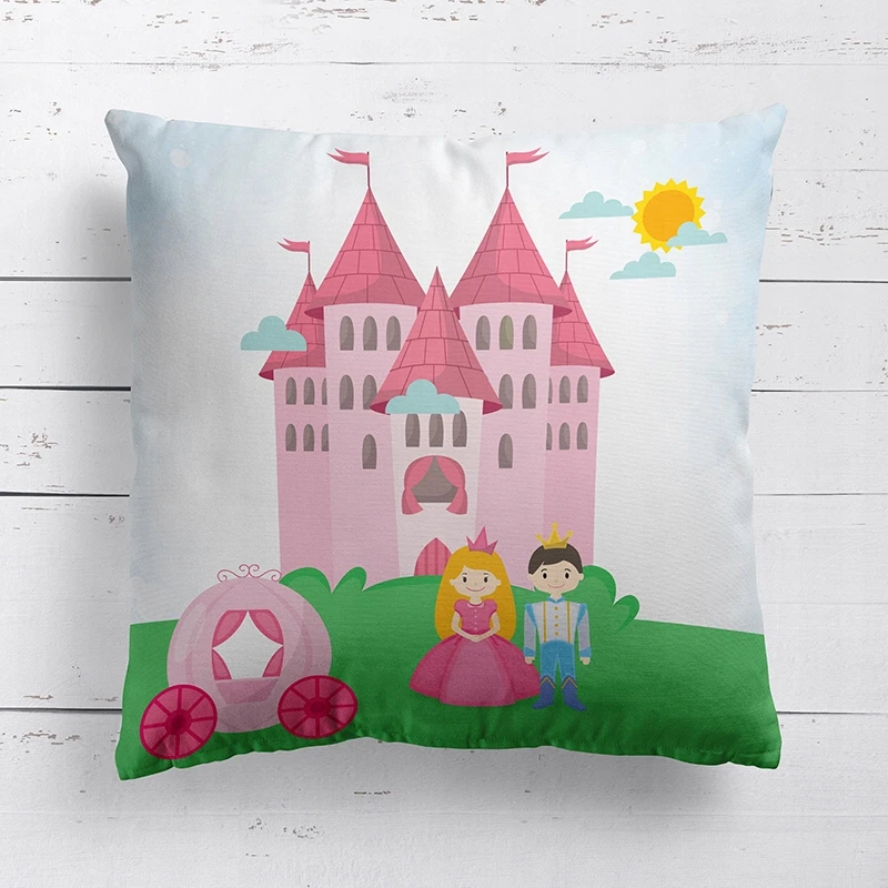 Domarex POSZEWKA NA PODUSZKĘ 40x40 CM DZIECIĘCA DO POKOJU MAŁEJ KSIĘŻNICZKI ZAMEK