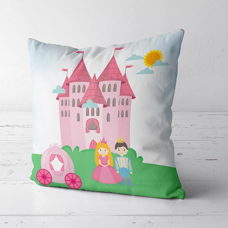 Domarex POSZEWKA NA PODUSZKĘ 40x40 CM DZIECIĘCA DO POKOJU MAŁEJ KSIĘŻNICZKI ZAMEK