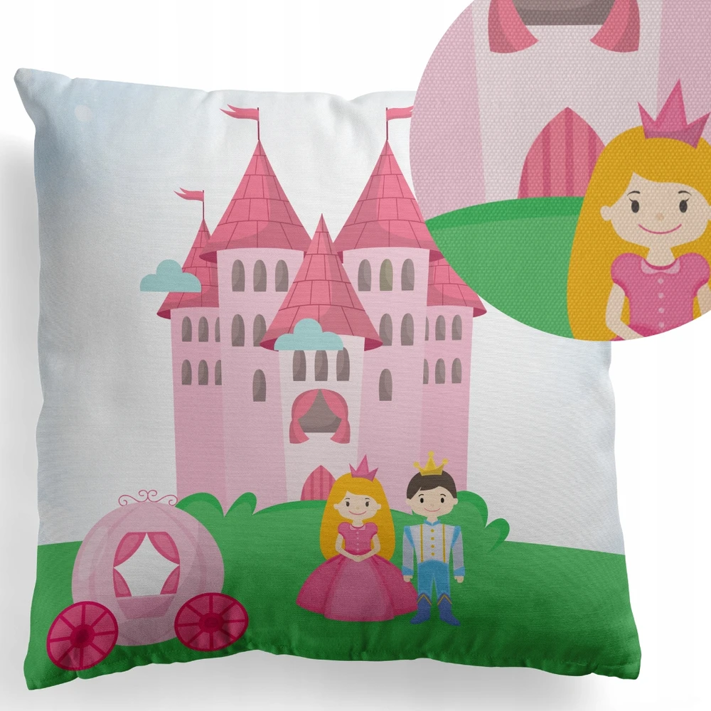 Domarex POSZEWKA NA PODUSZKĘ 40x40 CM DZIECIĘCA DO POKOJU MAŁEJ KSIĘŻNICZKI ZAMEK
