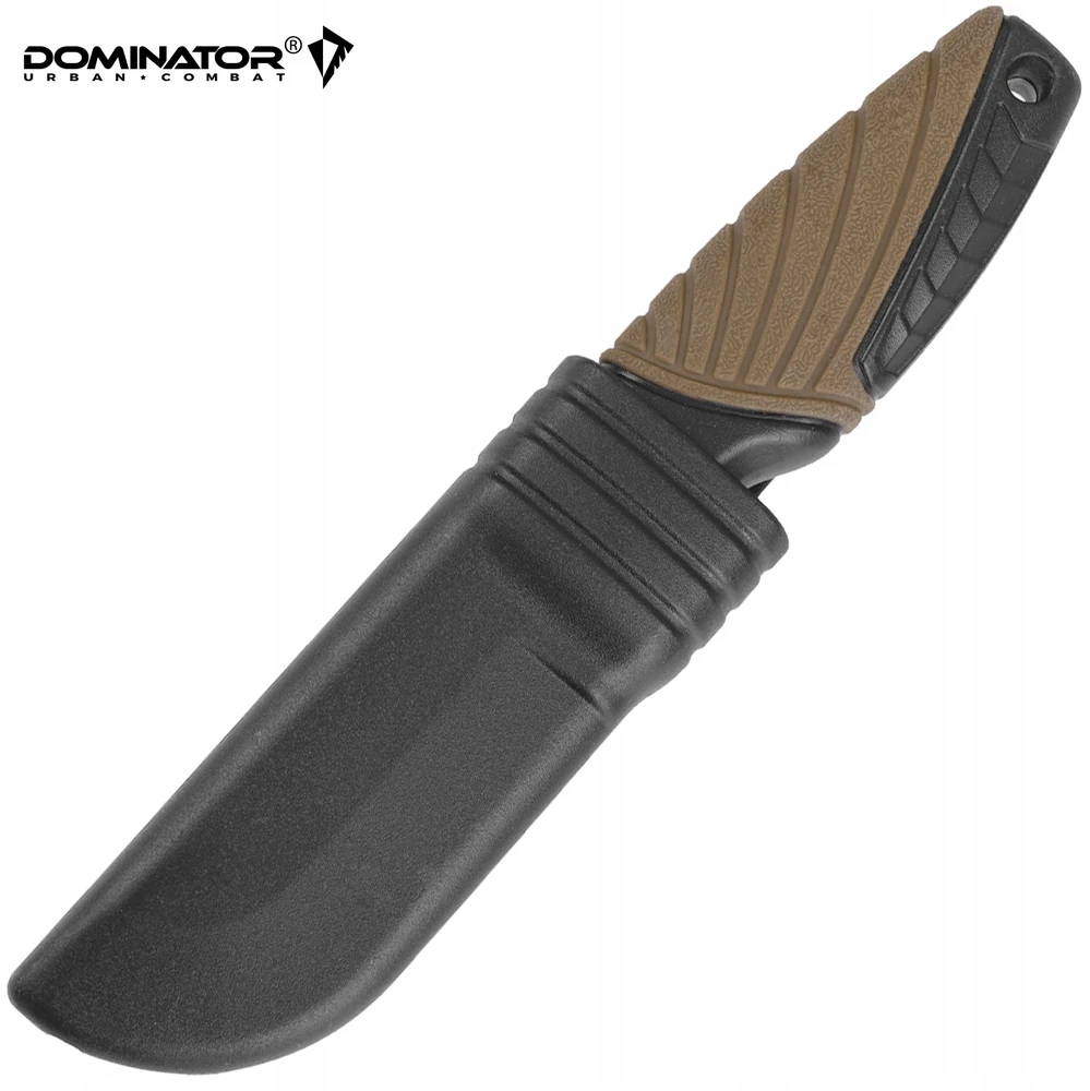 Dominator Uc Dominator Urban Combat Išgyvenimo peilis su kietu ašmeniu, ašmenys 7,5 cm, su dėklu, rudas/juodas