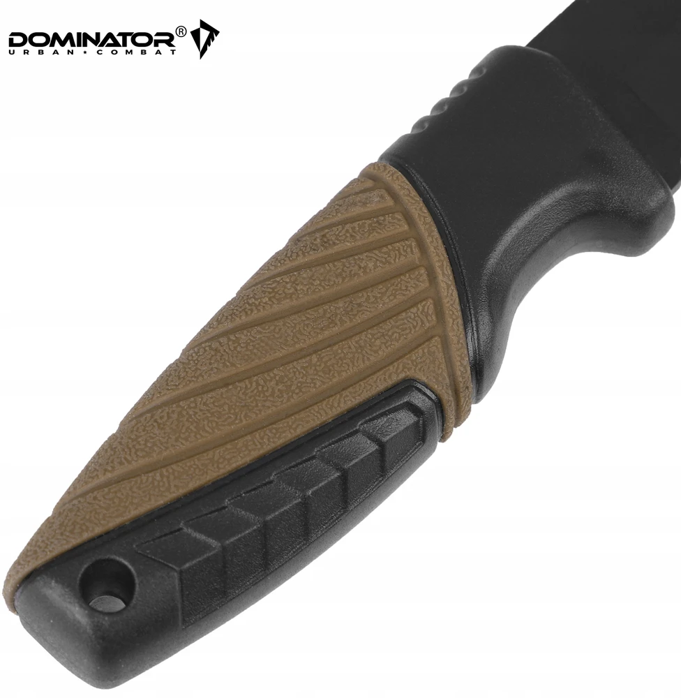 Dominator Uc Dominator Urban Combat Išgyvenimo peilis su kietu ašmeniu, ašmenys 7,5 cm, su dėklu, rudas/juodas