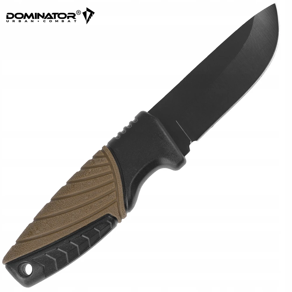 Dominator Uc Dominator Urban Combat Išgyvenimo peilis su kietu ašmeniu, ašmenys 7,5 cm, su dėklu, rudas/juodas