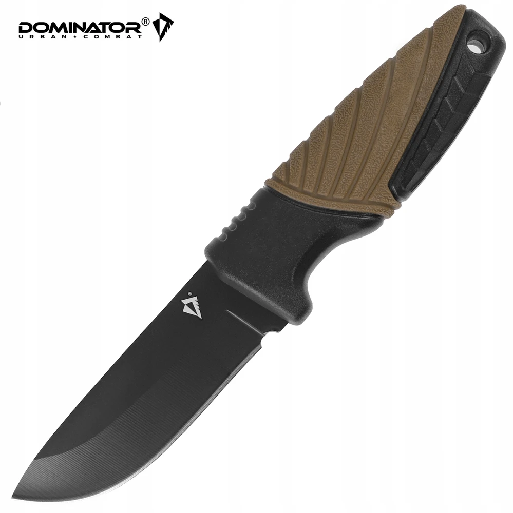 Dominator Uc Dominator Urban Combat Išgyvenimo peilis su kietu ašmeniu, ašmenys 7,5 cm, su dėklu, rudas/juodas