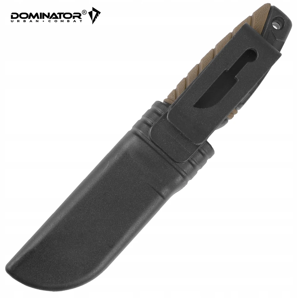 Dominator Uc Dominator Urban Combat Išgyvenimo peilis su kietu ašmeniu, ašmenys 7,5 cm, su dėklu, rudas/juodas