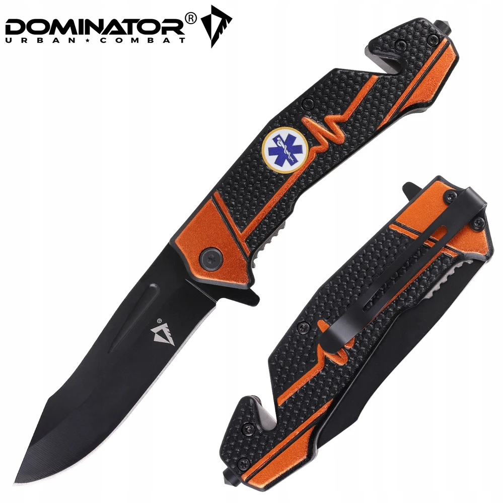 Dominator Uc Dominator Urban Combat Sulankstomas peilis 2-83 Gelbėjimo su langų daužikliu, ašmenys 9,6 cm, oranžinis/juodas