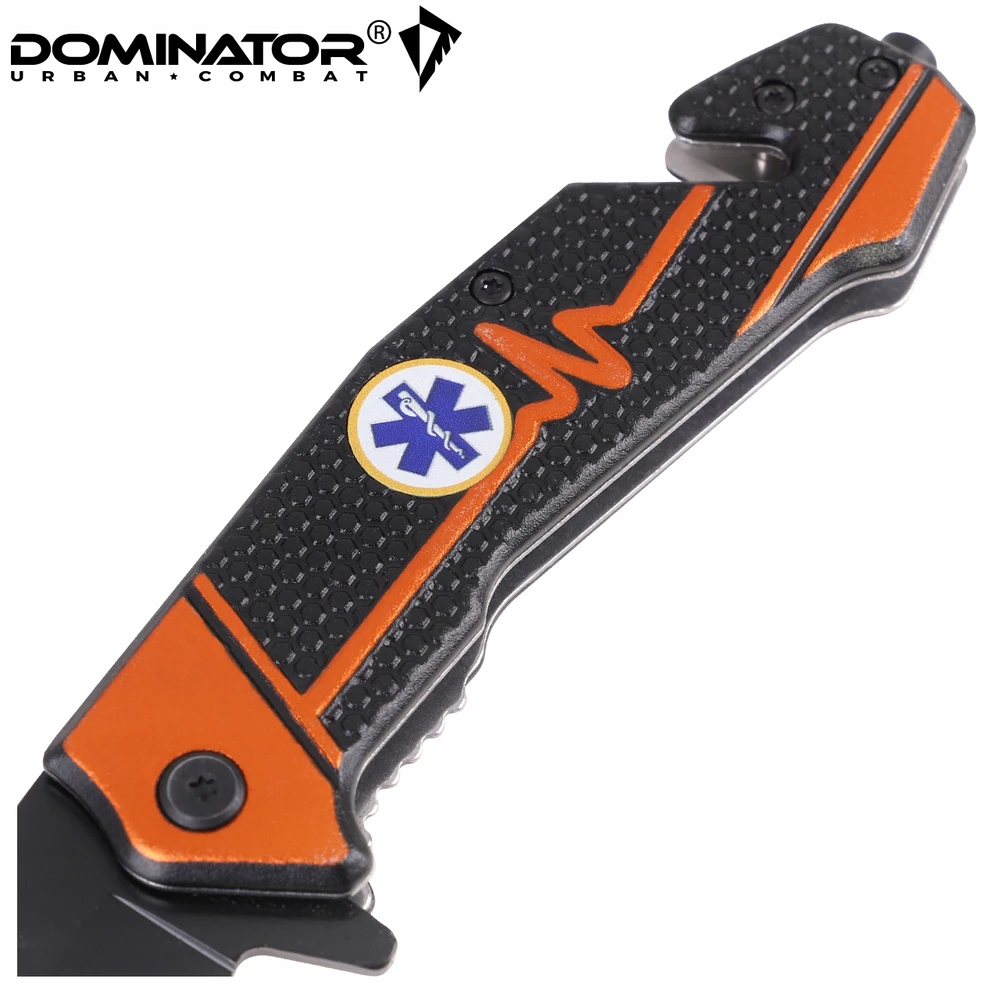 Dominator Uc Dominator Urban Combat Sulankstomas peilis 2-83 Gelbėjimo su langų daužikliu, ašmenys 9,6 cm, oranžinis/juodas