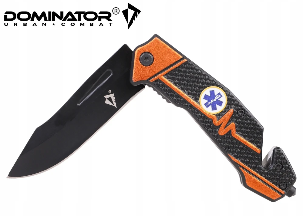 Dominator Uc Dominator Urban Combat Sulankstomas peilis 2-83 Gelbėjimo su langų daužikliu, ašmenys 9,6 cm, oranžinis/juodas