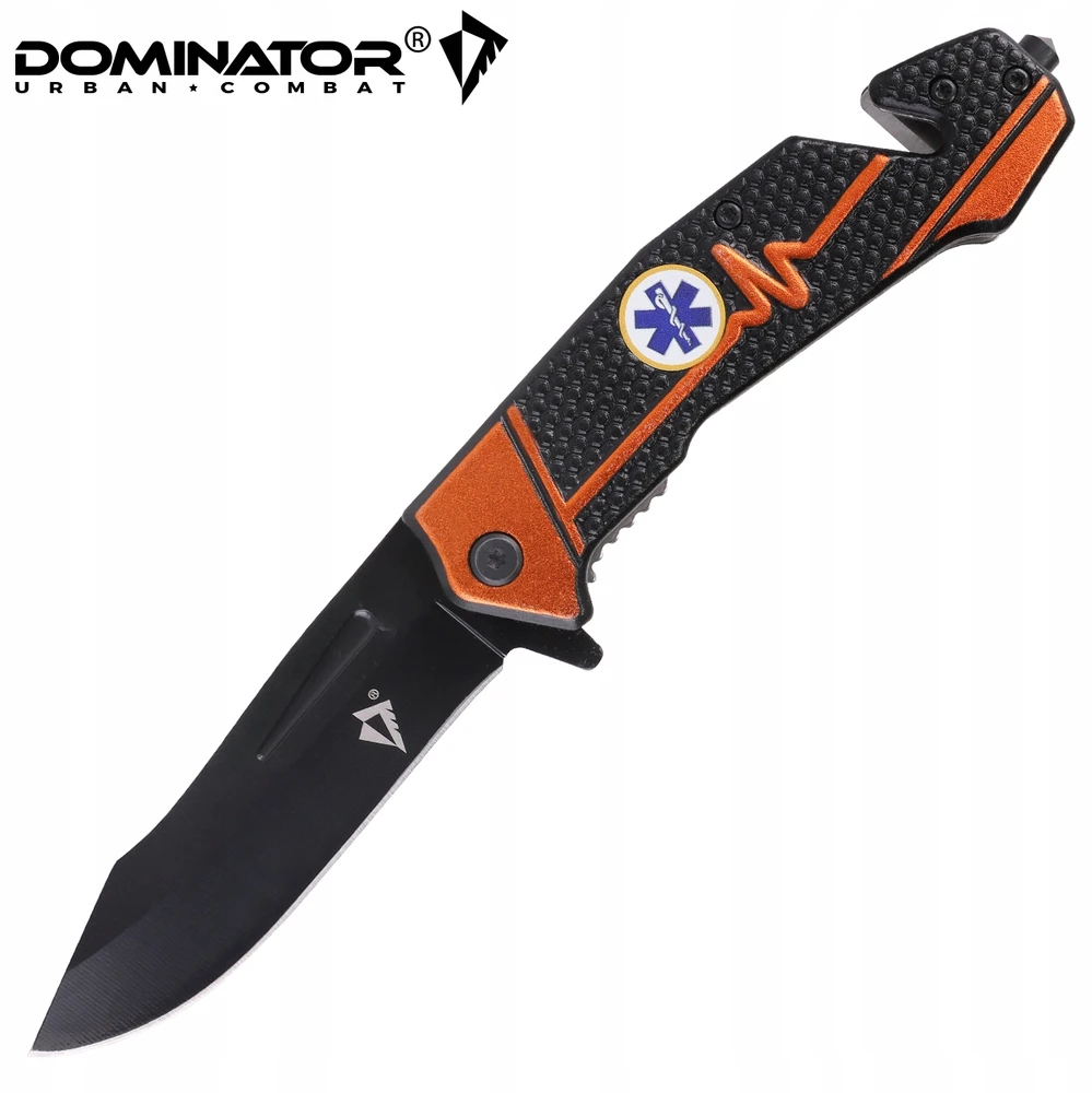 Dominator Uc Dominator Urban Combat Sulankstomas peilis 2-83 Gelbėjimo su langų daužikliu, ašmenys 9,6 cm, oranžinis/juodas
