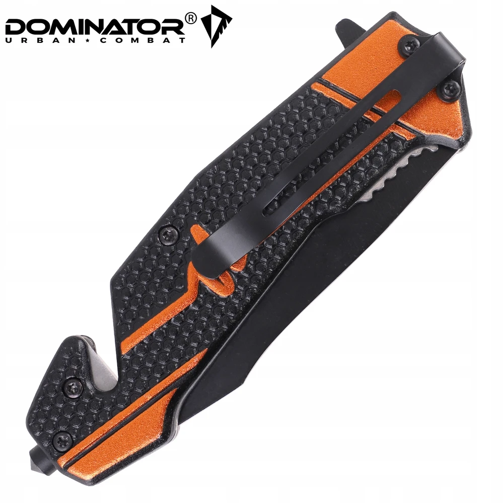 Dominator Uc Dominator Urban Combat Sulankstomas peilis 2-83 Gelbėjimo su langų daužikliu, ašmenys 9,6 cm, oranžinis/juodas