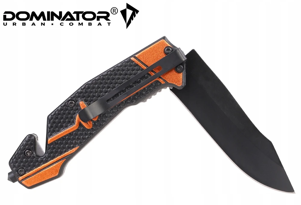 Dominator Uc Dominator Urban Combat Sulankstomas peilis 2-83 Gelbėjimo su langų daužikliu, ašmenys 9,6 cm, oranžinis/juodas