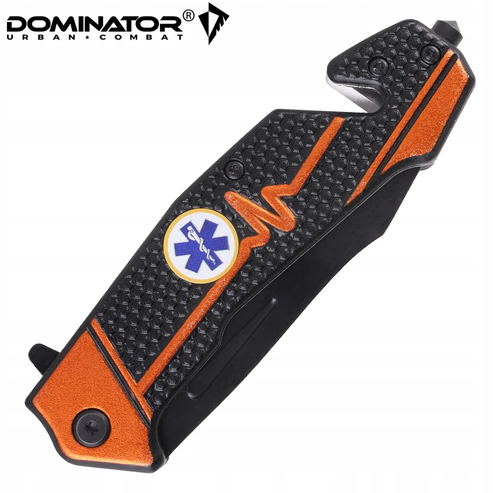 Dominator Uc Dominator Urban Combat Sulankstomas peilis 2-83 Gelbėjimo su langų daužikliu, ašmenys 9,6 cm, oranžinis/juodas