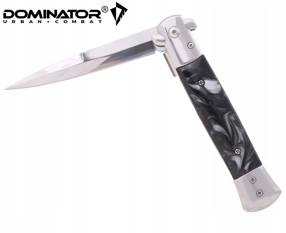 Dominator Urban Combat Sicilietiško tipo sulankstomas peilis su klipsu, ašmenys 9,7 cm, sidabrinis/juodas