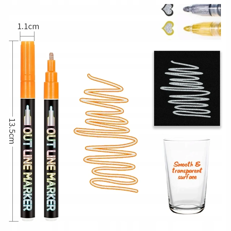 Domoda MAGIC MARKERS DVIGUBĖS LEILIJOS METALINIS KONTŪRINIAI BLYGIŲ ŽYMEKLIAI 12Vnt.